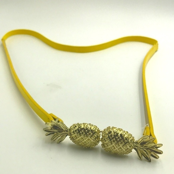 Pineapple Womens Elastic Bright Vibrant Butter Yellow Belt Hook Clasp - Picture 7 of 9